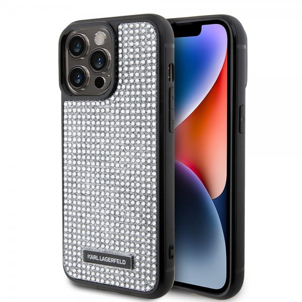 Karl Lagerfeld iPhone 15 Pro Max Skal Rhinestone Silver