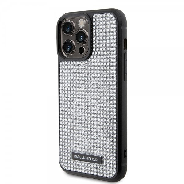 Karl Lagerfeld iPhone 15 Pro Max Skal Rhinestone Silver