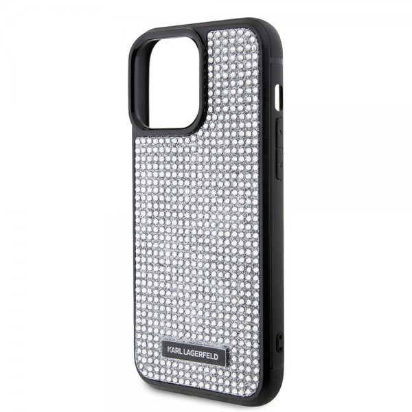 Karl Lagerfeld iPhone 15 Pro Max Skal Rhinestone Silver