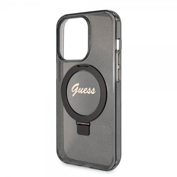 Guess iPhone 15 Pro Max Skal Ring Stand Glitter MagSafe Svart