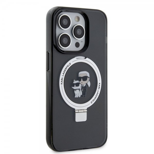 Karl Lagerfeld iPhone 15 Pro Max Skal Ring Stand MagSafe Svart
