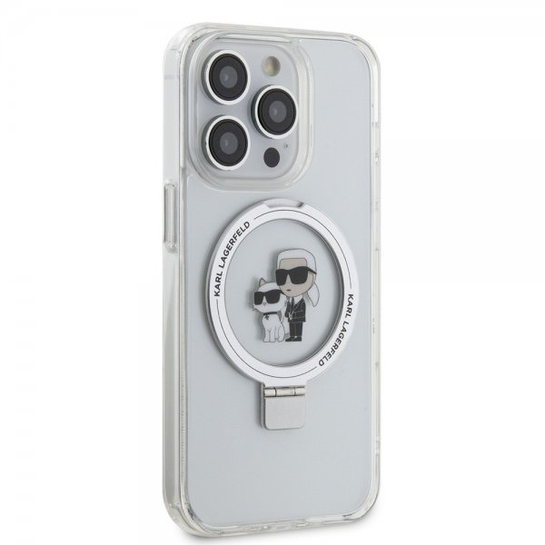Karl Lagerfeld iPhone 15 Pro Max Skal Ring Stand MagSafe Vit