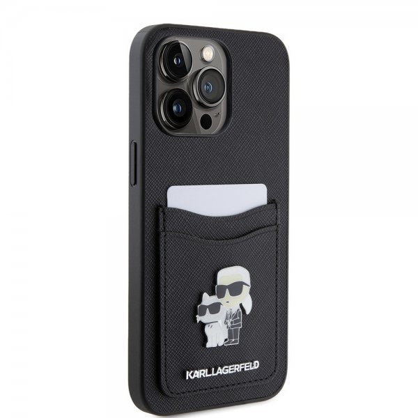 Karl Lagerfeld iPhone 15 Pro Max Skal Saffiano Double Cardslot Svart