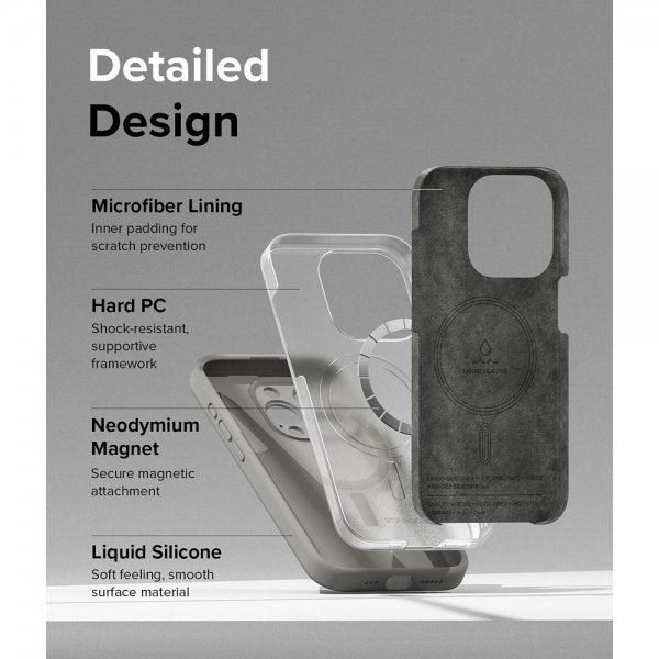 Ringke iPhone 15 Pro Max Skal Silicone Magnetic Grå
