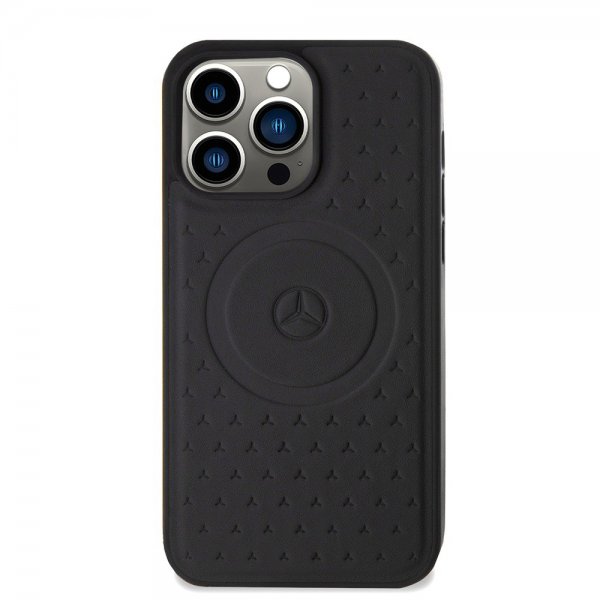 Mercedes Benz iPhone 15 Pro Max Skal Star Pattern MagSafe Svart