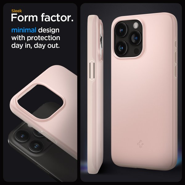 Spigen iPhone 15 Pro Max Skal Thin Fit Pink Sand