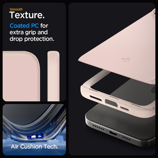 Spigen iPhone 15 Pro Max Skal Thin Fit Pink Sand