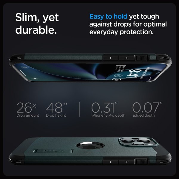 Spigen iPhone 15 Pro Max Skal Tough Armor MagFit Abyss Green