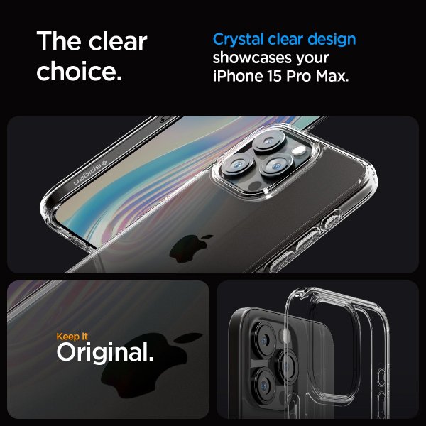 Spigen iPhone 15 Pro Max Skal Ultra Hybrid Crystal Clear