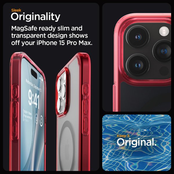 Spigen iPhone 15 Pro Max Skal Ultra Hybrid MagFit Frost Deep Red