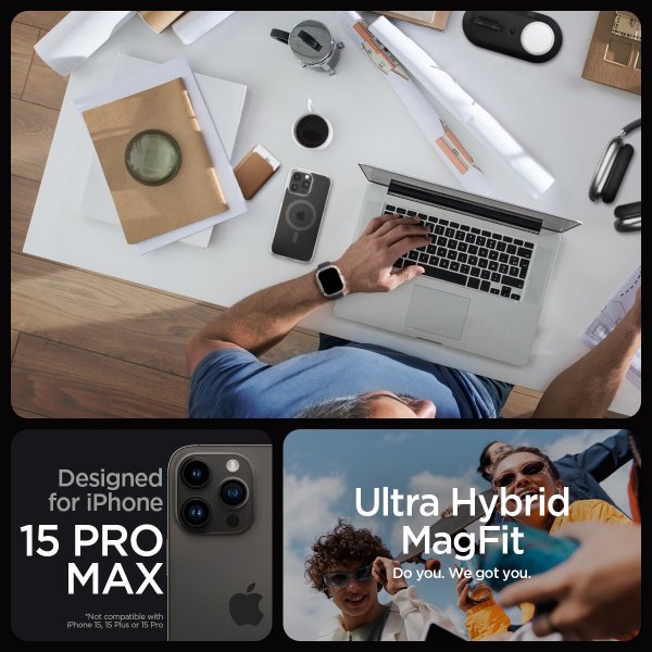 Spigen iPhone 15 Pro Max Skal Ultra Hybrid MagFit Graphite
