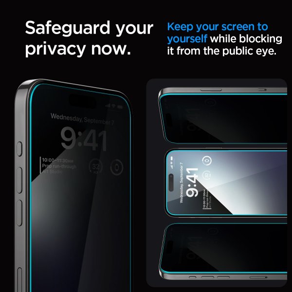 Spigen iPhone 15 Pro Max Skärmskydd GLAS.tR EZ Fit Privacy 2-pack