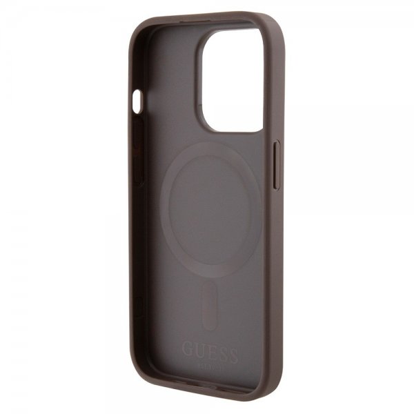 Guess iPhone 15 Pro Skal Bottom Stripe MagSafe Brun