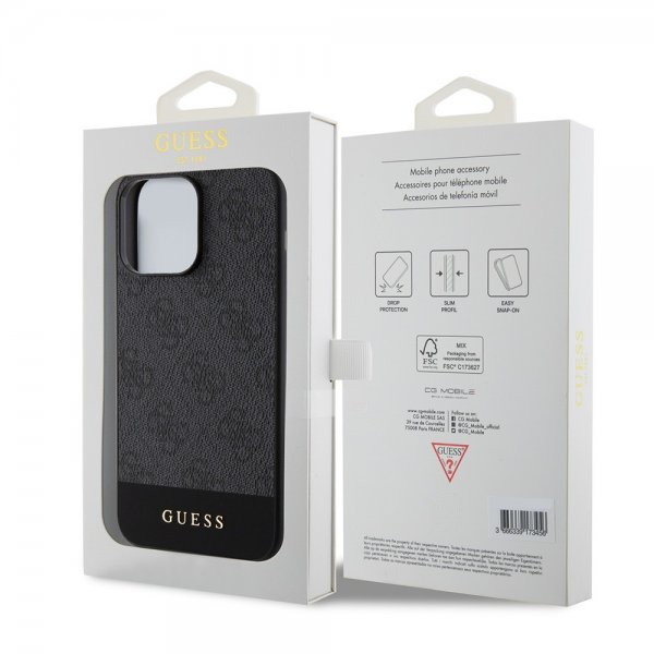 Guess iPhone 15 Pro Skal Bottom Stripe MagSafe Svart