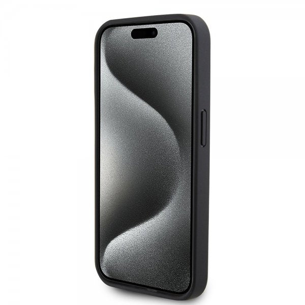 Mercedes Benz iPhone 15 Pro Skal Carbon Effect Leather Stripe AMG Svart
