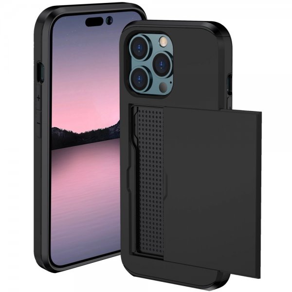 iPhone 15 Pro Skal Card Slide Svart