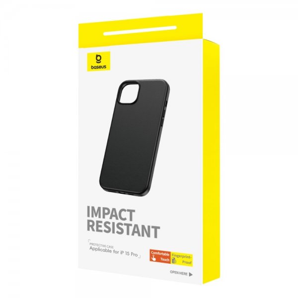 Baseus iPhone 15 Pro Skal Fauxther Series Svart