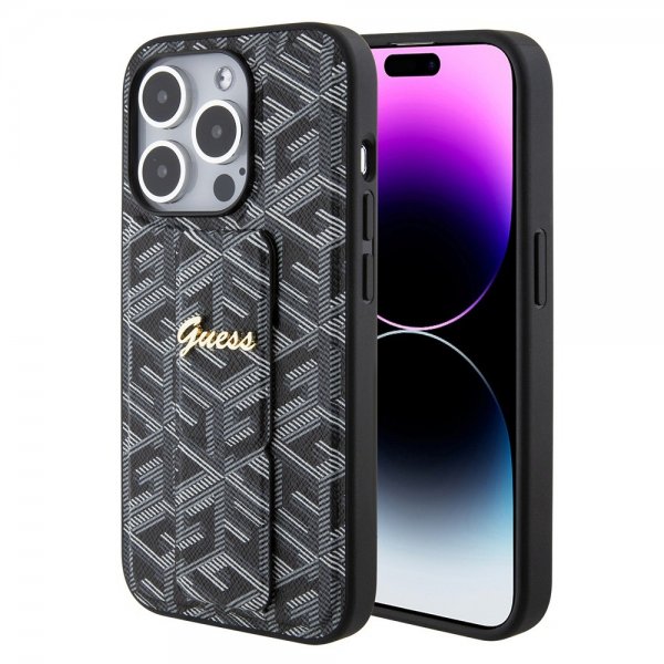 Guess iPhone 15 Pro Skal G Cube Grip Stand Svart