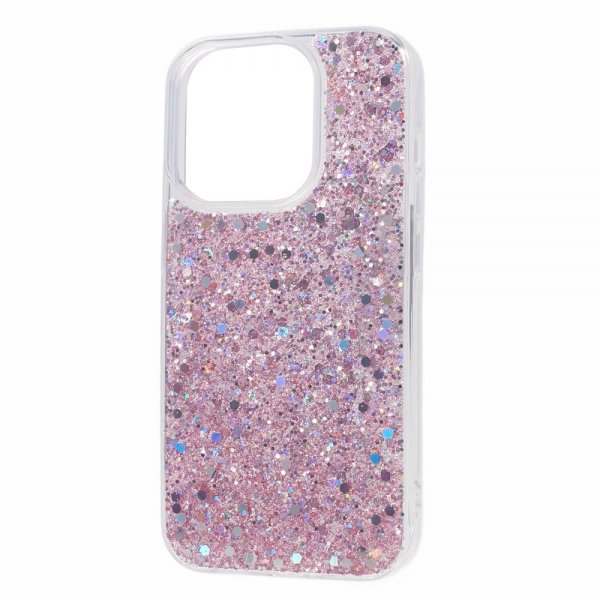 iPhone 15 Pro Skal Glitterpaljetter Rosa