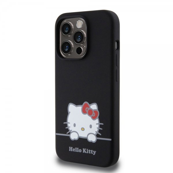 Hello Kitty iPhone 15 Pro Skal Liquid Silicone Svart