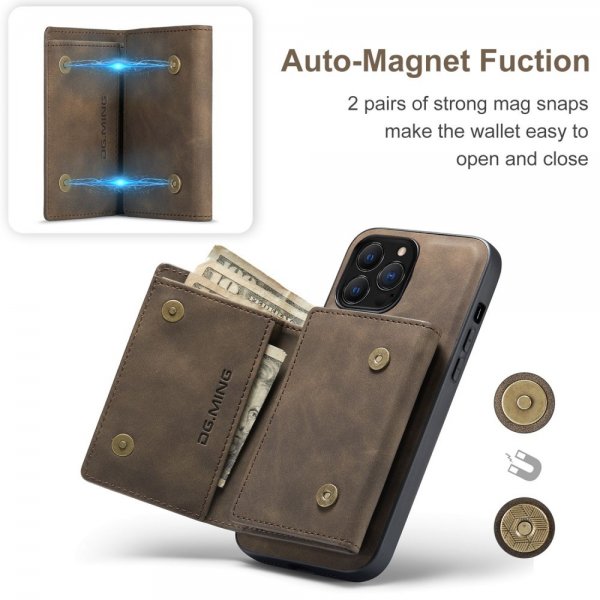 Dg.Ming iPhone 15 Pro Skal M1 Series Löstagbar Korthållare Kaffe