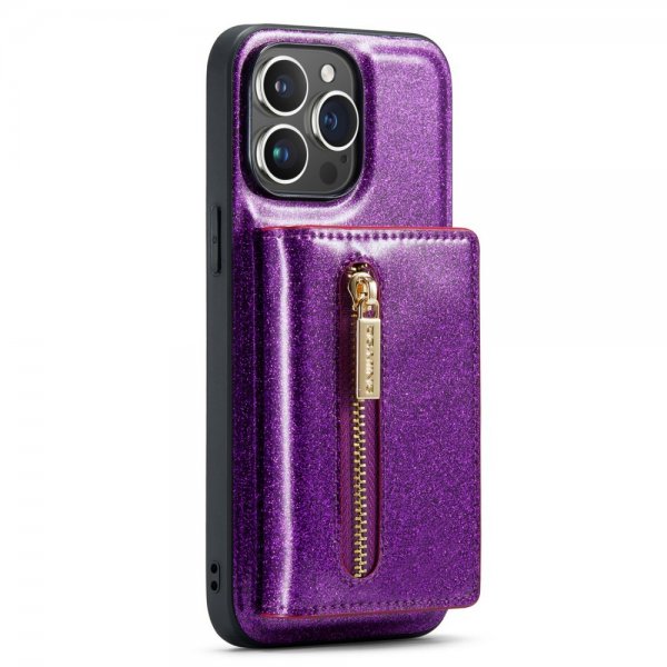 Dg.Ming iPhone 15 Pro Skal M3 Series Löstagbar Korthållare Glitter Lila