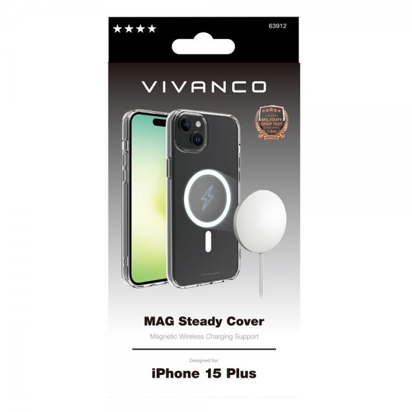 Vivanco iPhone 15 Plus Skal Mag Steady Transparent