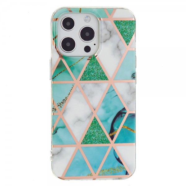 iPhone 15 Pro Skal Marmormönster Grön Vit