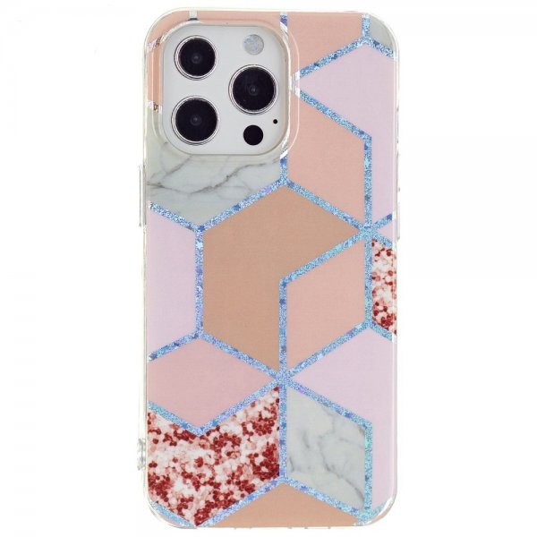 iPhone 15 Pro Skal Marmormönster Röd Rosa
