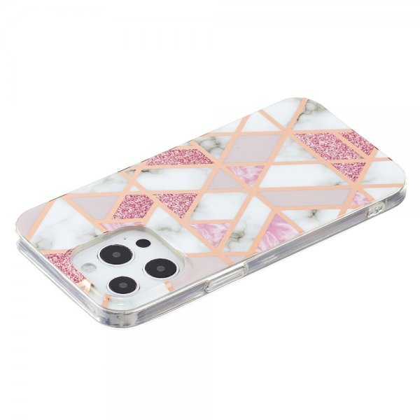 iPhone 15 Pro Skal Marmormönster Rosa Grå
