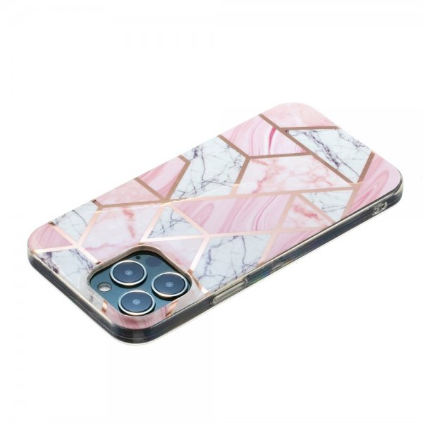 iPhone 15 Pro Skal Marmormönster Vit Rosa
