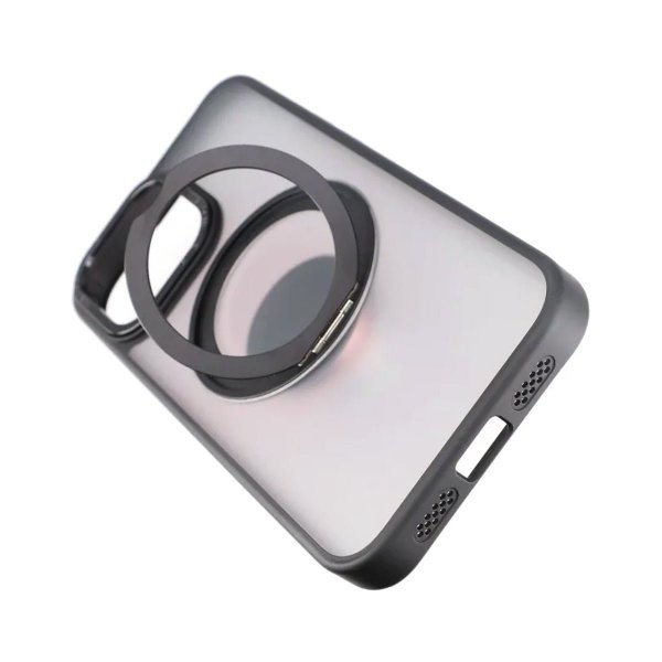 Rvelon iPhone 15 Pro Skal Roterbart MagSafe Stativ Matt Svart