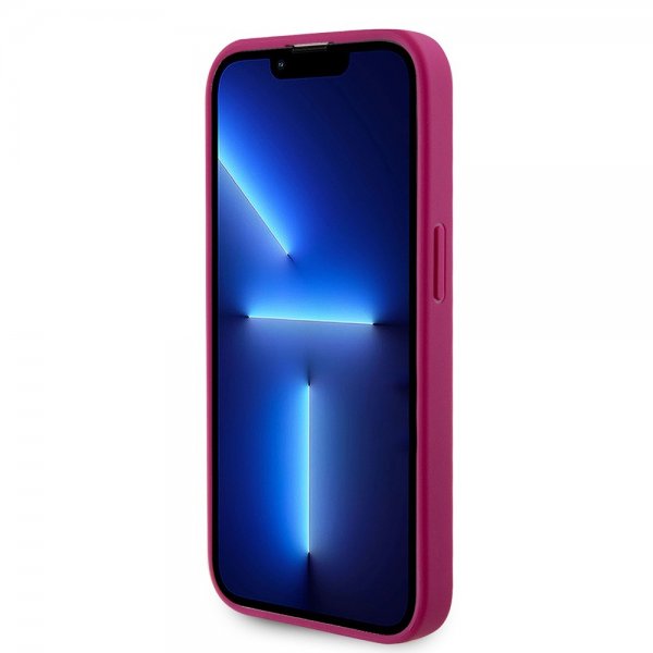 Guess iPhone 15 Pro Skal Metal Logo Strass Metallic Rosa