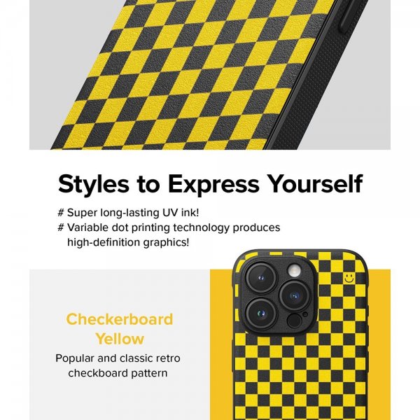 Ringke iPhone 15 Pro Skal Onyx Design Checkerboard Yellow