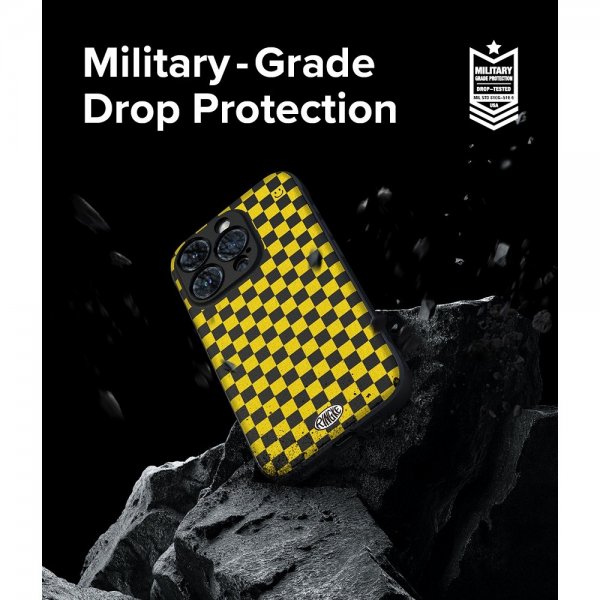 Ringke iPhone 15 Pro Skal Onyx Design Checkerboard Yellow