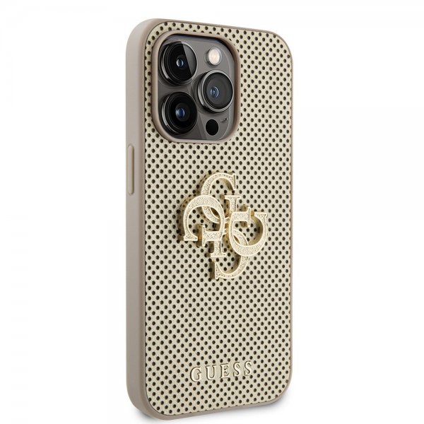 Guess iPhone 15 Pro Skal Perforated Glitter Guld