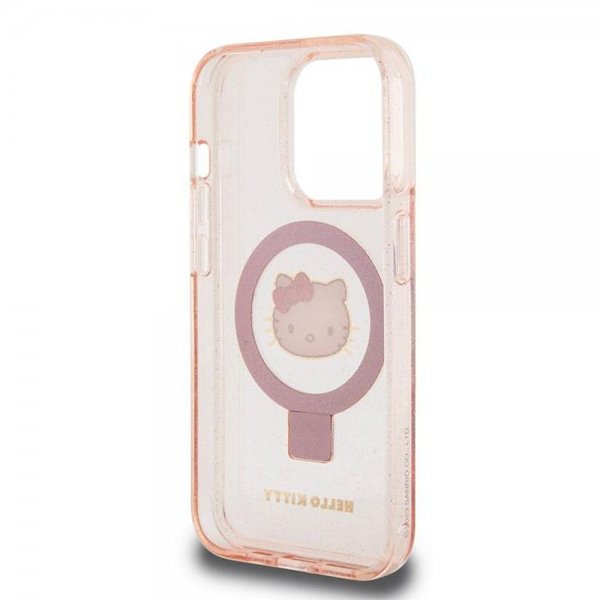 Hello Kitty iPhone 15 Pro Skal Ring Stand MagSafe Rosa