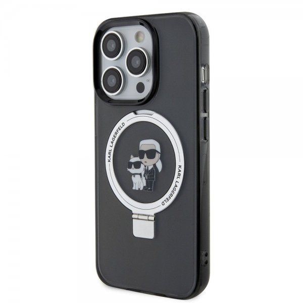 Karl Lagerfeld iPhone 15 Pro Skal Ring Stand MagSafe Svart