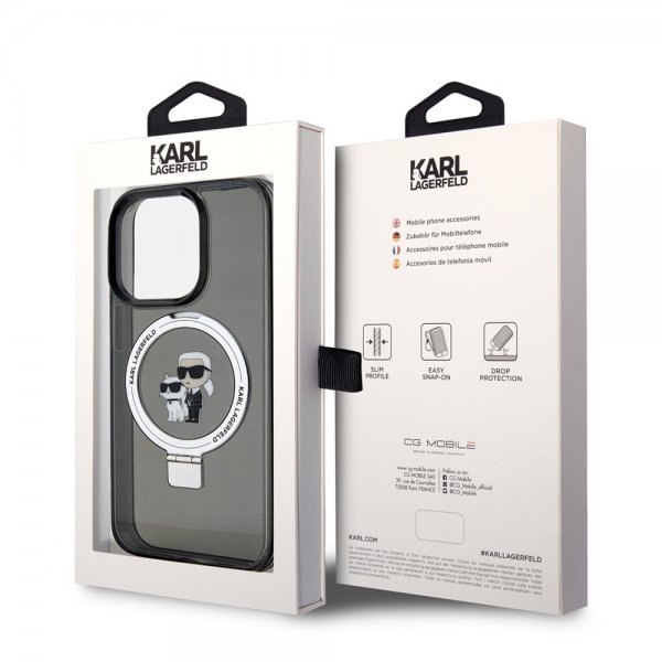 Karl Lagerfeld iPhone 15 Pro Skal Ring Stand MagSafe Svart