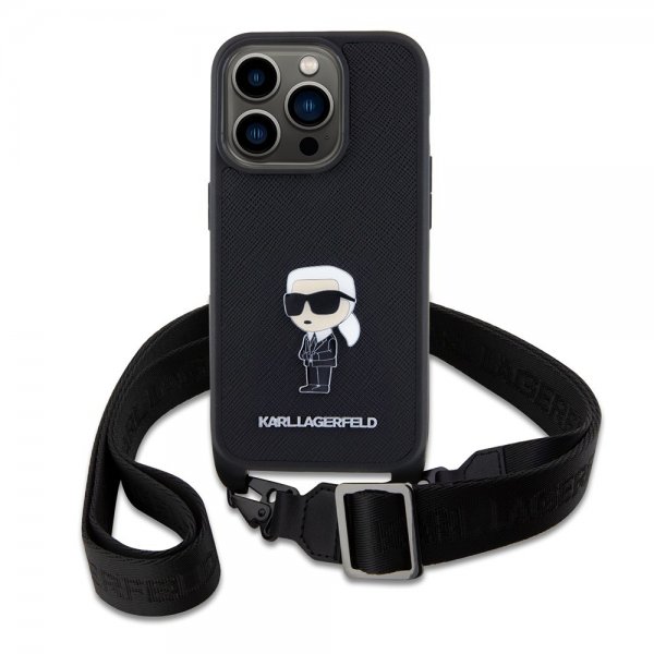 Karl Lagerfeld iPhone 15 Pro Skal Saffiano Crossbody Svart