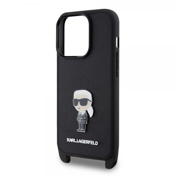 Karl Lagerfeld iPhone 15 Pro Skal Saffiano Crossbody Svart