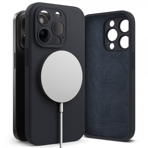 Ringke iPhone 15 Pro Skal Silicone Magnetic Deep Blue