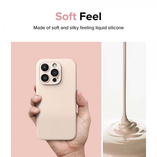 Ringke iPhone 15 Pro Skal Silicone Magnetic Pink Sand