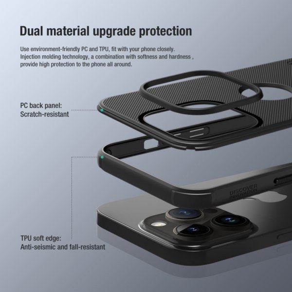 Nillkin iPhone 15 Pro Skal Super Frosted Shield Pro Logo Hole Svart
