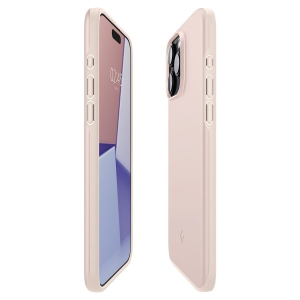 Spigen iPhone 15 Pro Skal Thin Fit Pink Sand