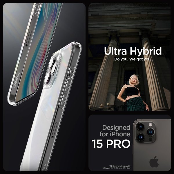Spigen iPhone 15 Pro Skal Ultra Hybrid Frost Clear