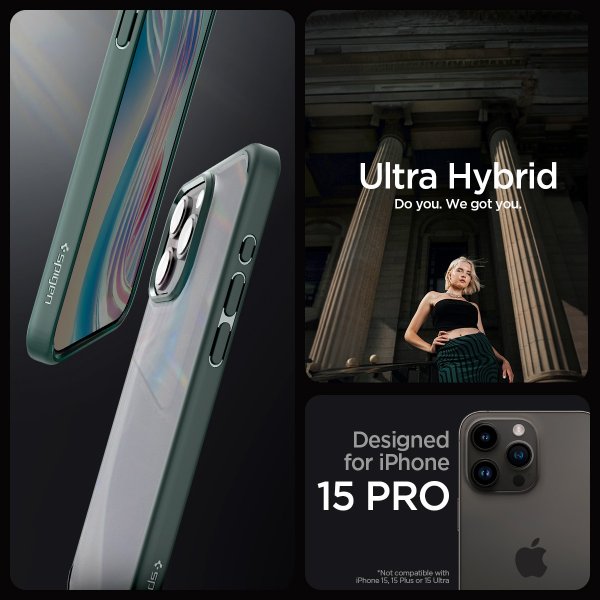 Spigen iPhone 15 Pro Skal Ultra Hybrid Frost Green
