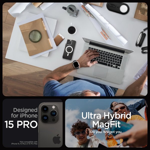 Spigen iPhone 15 Pro Skal Ultra Hybrid MagFit Frost Clear