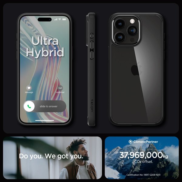 Spigen iPhone 15 Pro Skal Ultra Hybrid Matte Matte Black