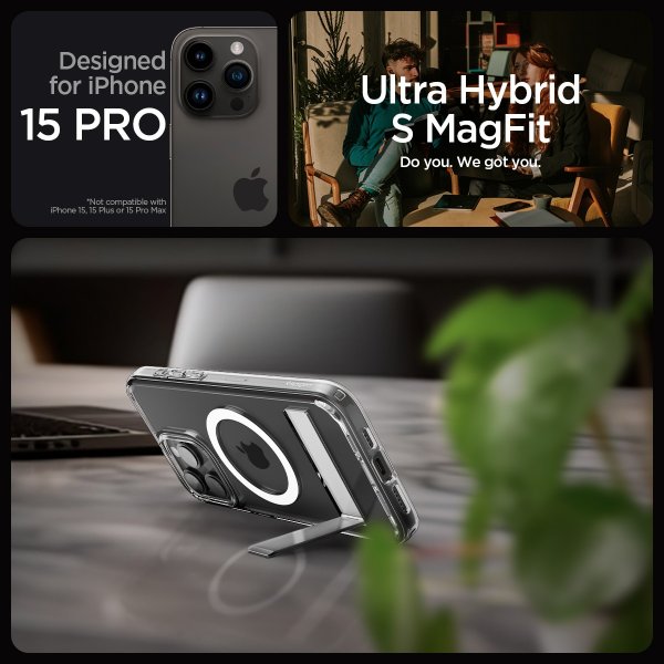 Spigen iPhone 15 Pro Skal Ultra Hybrid S MagFit Crystal Clear